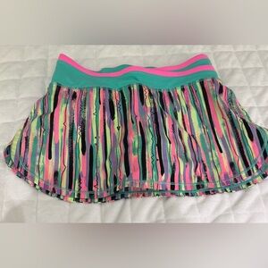 Vibrant Striped Athletic Skirt with Pink & Teal Waistband